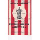 FA CUP SEMI FINAL 1938 Programme Preston North End v Aston Villa at Bramall Lane ( Sheffield