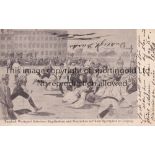 GERMANY / ENGLAND Postcard from 1902 showing a match between Germany and England played in Leipzig