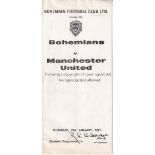 BOHEMIANS / MAN UTD Bohemians programme v Manchester United, 21/1/71, black and white cover,