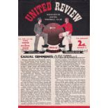 MANCHESTER UNITED Four page programme for the home FA Cup tie v. Reading 12/1/1955, slightly