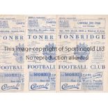 TONBRIDGE FC Three Reserve team home Met. Lge. programmes v. Didcot 12/12/59, Hastings 26/8/59 and