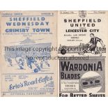SHEFFIELD WEDNESDAY Two home programmes v . Grimsby 48/9, slightly creased and Leicester 49/50. Both