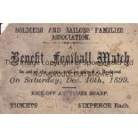 TICKET Ticket for Soldiers and Sailors Families Association Benefit Football Match at Bridgend 16/