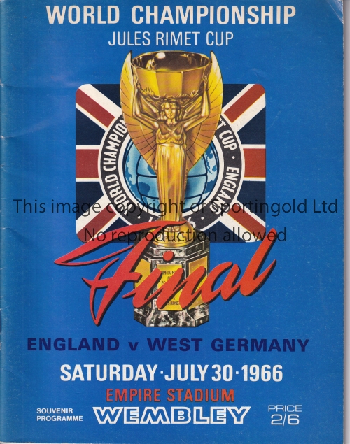 WORLD CUP FINAL 1966 Original programme England v West Germany World Cup Final 30/7/1966. Teams,