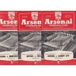 ARSENAL A run of 130 home programmes: 1955/6 X 21 League and 3 FA Cup and 2 Friendlies v Clyde and
