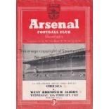 CHELSEA V WBA AT ARSENAL 1953 Programme for the FA Cup third replay at Highbury 11/2/1953,