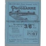 BRADFORD PARK AVE V NELSON 1927 Programme for the League match at Bradford 15/101927, ex-binder