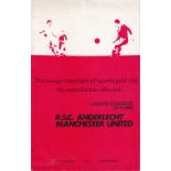 MAN UTD Away programme at Anderlecht, 27/11/68, European Cup, slight rusting staples. Good