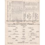 ARSENAL V LEICESTER CITY 1938 Programme for the League match at Arsenal 19/11/1938, very slightly