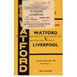 WATFORD V LIVERPOOL 1967 Programme and ticket stapled to the cover for the FA Cup tie at Watford