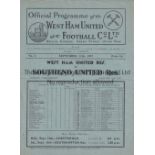 WEST HAM UNITED Programme for the home London Combination match v. Southend United 11/9/1937, very