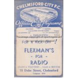 CHELMSFORD Home programme v Darlington FA Cup 2nd Round 10/12/1938. First season as Chelmsford