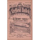 SHEFFIELD UNITED V ARSENAL 1926 Programme for the League match at Sheffield 4/9/1926, ex-binder.