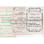 ENGLAND V IRELAND Three programmes for International matches at Liverpool 5/11/1947, at Everton 21/