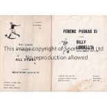 BILLY LIDDELL Two programmes: Bolly Liddell's International All Stars v Merseyside Select XI 3/5/