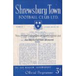 SHREWSBURY TOWN V FINCHLEY 1953 FA CUP Programme for the Cup tie at Shrewsbury 10/1/1953, very