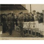 WALES V ENGLAND Three reprinted B/W photos, two 8" X 6" of the Welsh A.T.C. team being introduced to