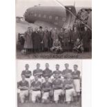 BIRMINGHAM CITY Two B/W photos, original 8.5 X 6.5" of the players in coats on the runway in front