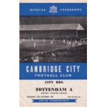 TOTTENHAM HOTSPUR Programme for the away ECL match v Cambridge City 28/10/1961, very slight vertical