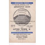 LUTON TOWN Programme for the away Met. Lge. Cup match v. Bedford Town 4/1/58, slightly creased.