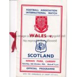 WALES Home VIP programme v Scotland at Cardiff 16/10/1954. Comes with red ribbon. No writing. Good