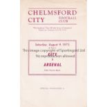 ARSENAL Programme for the away Friendly v Chelmsford City 9/8/1975. Good