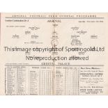 ARSENAL V CRYSTAL PALACE 1932 Programme for the London Combination match at Arsenal 5/11/1932,