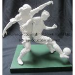 LLADRO MOTTY Glossy matte white porcelain figurine of two football players fighting for the ball