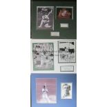 CRICKET Three signed mounted photos of cricketers Keith Miller, Ted Dexter and Mike Gatting (with