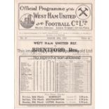 WEST HAM UNITED Programme for the home London Combination match v. Brentford 20/3/1937, ex-binder.
