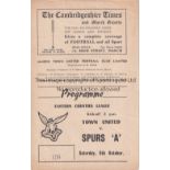 TOTTENHAM HOTSPUR Programme for the away ECL match v March Town United 6/10/1962. Generally good