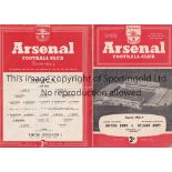 NEUTRALS AT ARSENAL / DUNCAN EDWARDS Two programmes for matches at Arsenal FC, England v Young