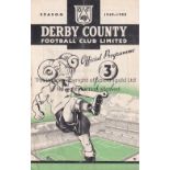 MAN UTD Away programme at Derby County, 20/8/49, minor fold, rusty staple. Generally good