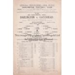 DARLINGTON V GATESHEAD 1945 FA CUP Single sheet programme for the FA Cup tie at Darlington 8/12/