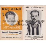 NEWCASTLE UNITED Twelve home programmes for Testimonials and Friendlies: Alf McMichael Test 63,