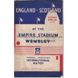 ENGLAND / SCOTLAND Programme England v Scotland at Wembley 4/4/1936. Centre pages detached. Staple