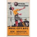 HULL CITY V NEW BRIGHTON 1948 Programme for the League match at Hull 30/10/1948, team changes.