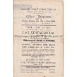 IPSWICH TOWN V WALSALL 1945 Programme for the League match at Ipswich 29/12/1945, slight