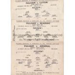 FULHAM Three single sheet home programmes v. Luton 26/2/1944, Reading 11/3/1944 and Arsenal 2/10/