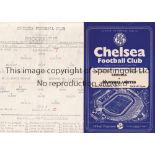 CHELSEA Two home Met Lge programmes v. Hastings United 27/3/59 Final, slight vertical crease and