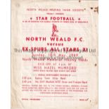 TOTTENHAM HOTSPUR Programme for North Weald v Ex-Spurs All Stars XI at North Weald 18/5/1969. Ex-
