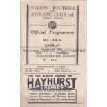 NELSON V CHORLEY 1947 FA CUP Programme for the FA Cup tie at Nelson 4/10/1947, horizontal crease.