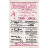 CHESTER V THIRD LANARK 1961 Programme for the Friendly at Chester 14/4/1961, very slightly