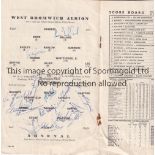 ARSENAL AUTOGRAPHS 1956 / BOBBY ROBSON Programme for the League match at WBA v Arsenal 21/4/1956