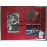 BEST / LAW / CHARLTON Three mounted photos of Bobby Charlton, George Best and Denis Law of