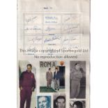 ROMA 1954/5 AUTOGHRAPHS A lined sheet with 11 signatures plus several colour magazine pictures on