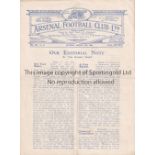 ARSENAL V NEWCASTLE UNITED 1925 Unusual 4 page programme with blue print for the League match at