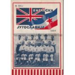 YUGOSLAVIA V ENGLAND 1954 Programme for the International in Yugoslavia 16/5/1954. Good