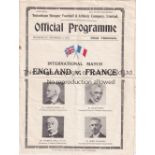 ENGLAND / FRANCE / SPURS Four page programme England v France 6/12/1933 at White Hart Lane (