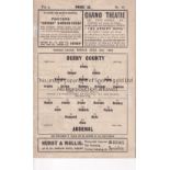 DERBY COUNTY V ARSENAL 1934 Programme for the League match at Derby 2/4/1934, slightly creased and